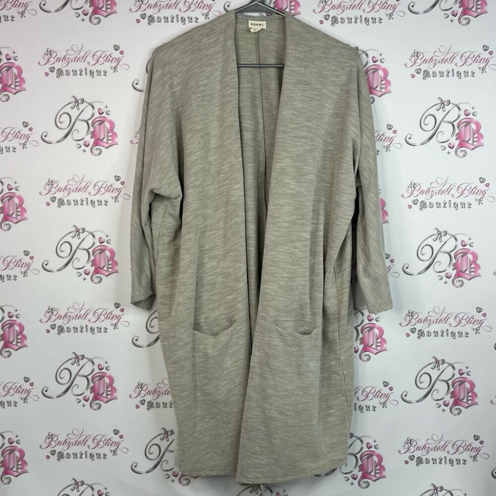 DONNI. Cardigan open front pockets beige Light Gray Women's Cardigan